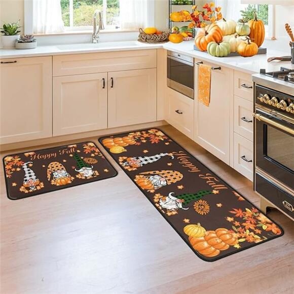 Fall Kitchen Rugs and Mats for Floor, Fall Decorations for Home, 2 Pcs Non-Slip - Picture 7 of 7
